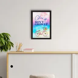 eCraftIndia Multicolored Glow up Don't Grow Up Motivational Quote Printed Framed Wall Art-image-35