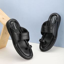 Greentech Men Leather Kolhapuri Comfort Sandals-image-6