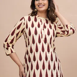 BAESD Floral Printed Mandarin Collar Cotton Opaque Casual Top-79