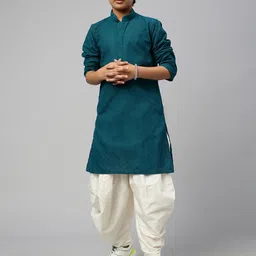 Sangria Boys Ethnic Motifs Embroidered Pure Cotton Kurta-48