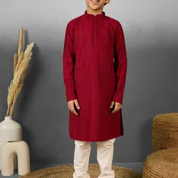 YK Boys Embroidered Regular Chikankari Kurta with Pyjamas-44