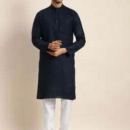 Anug by SOJANYA Men Navy Blue Kurta with Churidar-image-73