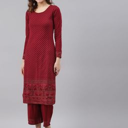 Rangriti Women Maroon Regular Kurta with Trousers-image-40