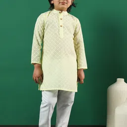 Readiprint Fashions Infant Boys Geometric Embroidered Pure Cotton Kurta with Pyjamas-11