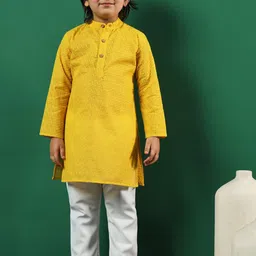 Readiprint Fashions Boys Ethnic Motifs Embroidered Pure Cotton Kurta with Pyjamas-27
