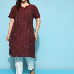 KALINI Ethnic Motifs Woven Design Pure Cotton Kurta-image-47