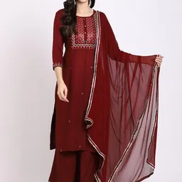 Rajnandini Women Ethnic Motifs Mirror Work Pure Cotton Kurta with Palazzos & Dupatta-image-27