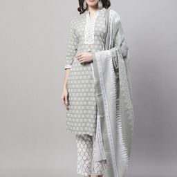 Rajnandini Floral Printed Gotta Patti Pure Cotton Kurta with Trousers & With Dupatta-image-34