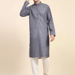 Enciger Men Ethnic Motifs Embroidered Regular Thread Work Kurta with Churidar-18
