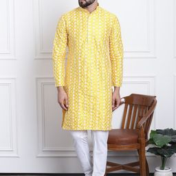 SOJANYA Floral Embroidered Regular Chikankari Kurta With Churidar-picture-12
