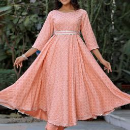 KASYA Ethnic Motifs Printed Anarkali Kurta with Trousers-image-9