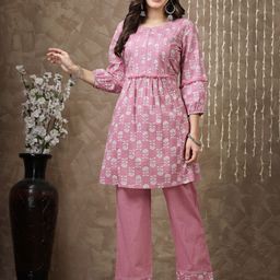 Nayam By Lakshita Women Floral Printed Regular Pure Cotton Kurta with Palazzos-51
