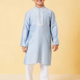 Stylo Bug Boys Regular Mirror Work Kurta With Pyjamas-1
