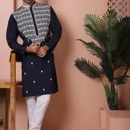 Jompers Men Ethnic Motifs Embroidered Regular Mirror Work Kurta with Pyjamas-16