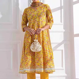Anouk Women Floral Printed Regular Gotta Patti Pure Cotton Kurta with Trousers & With Dupatta-55