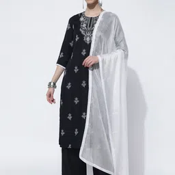 KALINI Floral Embroidered Kurta with Trousers & Dupatta-picture-58