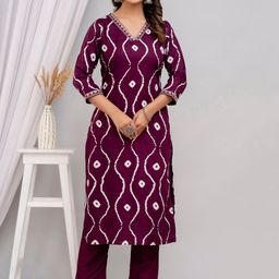Veshviti Women Floral Embroidered Regular Sequinned Liva Kurta with Trousers-38