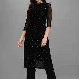 KALINI Sequin Embellished Straight Kurta with Trousers-36