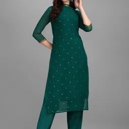 KALINI Floral Embroidered Sequinned Kurta With Trouser-30