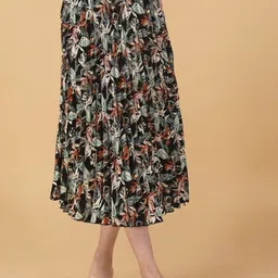 OTABU Printed Flared Midi Skirt-image-56