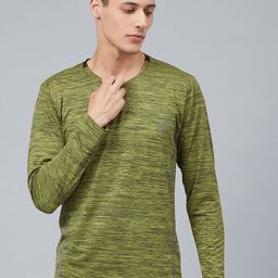 Chkokko Men Olive Green Solid Round Neck Training T-shirt-image-55