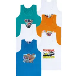 CAREPLUS Infant Boys Pack of 6 Printed Combed Cotton Basic Innerwear Vests-38