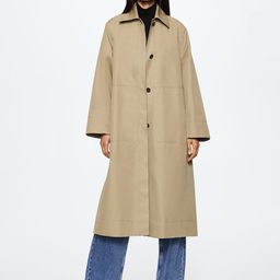 MANGO Women Beige Solid Longline Overcoat-42