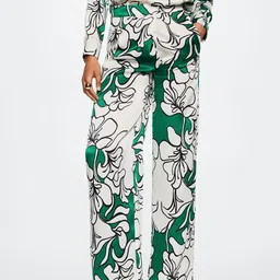 MANGO Women Green Camouflage Printed Trousers-image-86