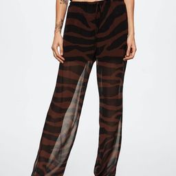 MANGO Women Black Printed Semi-Sheer High-Rise Parallel Trousers-image-43