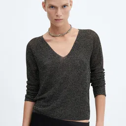 MANGO Shimmery V-neck Pullover-image-51