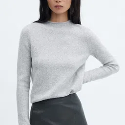 MANGO Solid High Neck Pullover-image-30