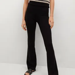 MANGO Women Black Solid Trousers-image-98