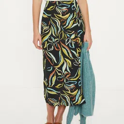 OASIS Leafy Floral Printed Midi Skirt-image-75