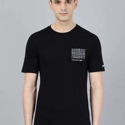 Reebok Men Black Graphic Training Supply Pocket Pure Cotton T-shirt-image-52