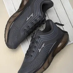 Allen Cooper Men Grey Mesh Running Non-Marking Shoes-37