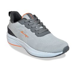 Allen Cooper Men Grey & Orange Mesh Flyknit Running Non-Marking Shoes-20
