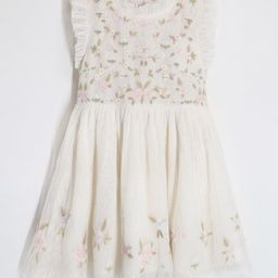 Cherry Crumble Girls Floral Embroidered Flutter Sleeves Cotton Fit & Flare Dress-image-49