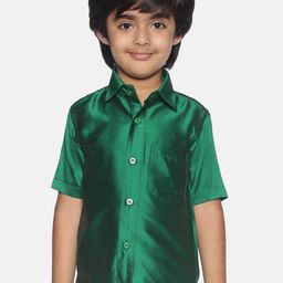 Sethukrishna Boys Green Classic Opaque Party Shirt-57