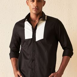 DENNISON Colourblocked Cotton Smart Slim Fit Shirt-image-88
