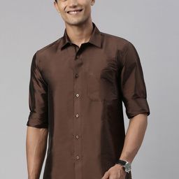 TATTVA Men Coffee Brown Slim Fit Casual Shirt-image-29