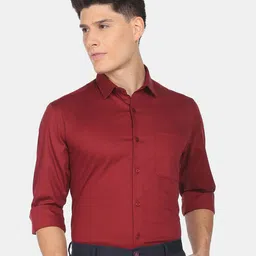 AD By Arvind Men Maroon Slim Fit Formal Shirt-image-52