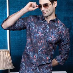ALMATY Men Comfort Slim Fit Floral Opaque Printed Shirt-image-0
