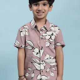 Stuffie Land Boys Smart Floral Printed Cotton Shirt-image-89