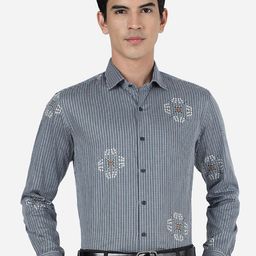 JB STUDIO Slim Fit Ethnic Motifs Printed Pure Cotton Formal Shirt-image-44