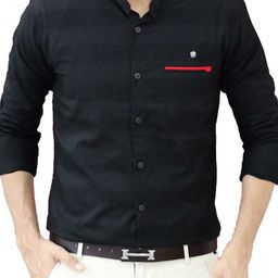 FUBAR Slim Fit Horizontal Stripes Mandarin Collar Formal Shirt-picture-9