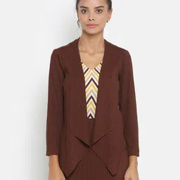 OFFICE & YOU Women Brown Striped Party Shrug-43
