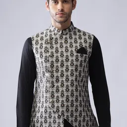 Anouk Printed Woven Nehru Jacket-9