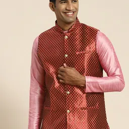 SOJANYA Men Ethnic Motifs Woven Design Nehru Jacket-picture-55