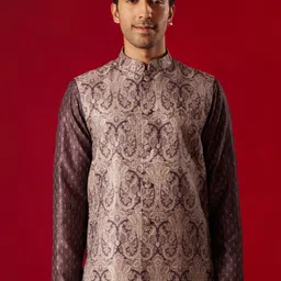 SHRESTHA BY VASTRAMAY Ethnic Motifs Printed Mandarin Collar Nehru Jacket-15