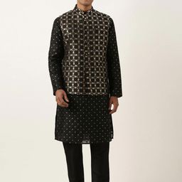 TheEthnic.Co Floral Woven Design Pure Silk Nehru Jacket-picture-31